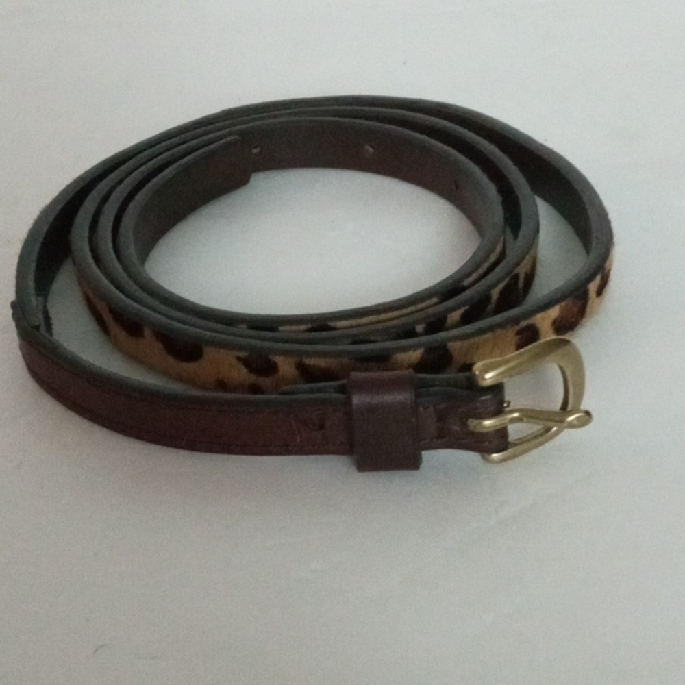1937 Leather Animal Hair Belt M/L Brown Preowned
